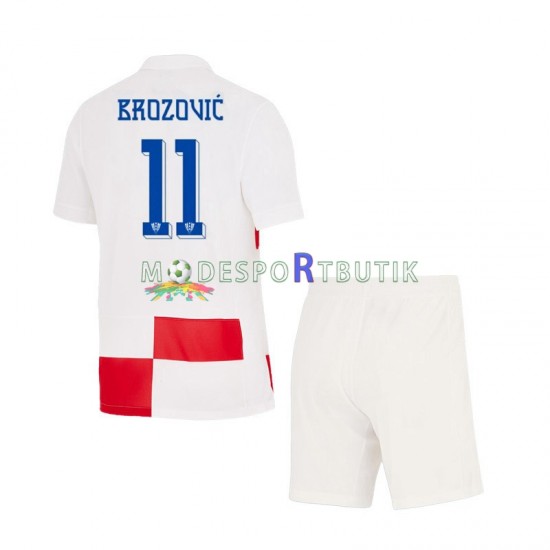 Kroatien Matchtröja Marcelo Brozovic 11 Hemma Euro 2024 Kortärmad ,Fotbollsställ Barn