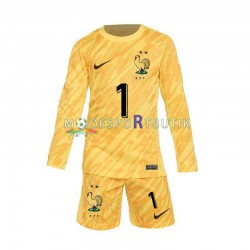 Frankrike Matchtröja Hugo Lloris 1 Målvakt Hemma Euro 2024 Långärmad ,Fotbollsställ Barn