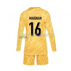 Frankrike Matchtröja Mike Maignan 16 Målvakt Hemma Euro 2024 Långärmad ,Fotbollsställ Barn