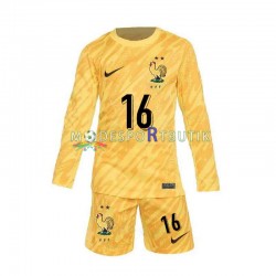 Frankrike Matchtröja Mike Maignan 16 Målvakt Hemma Euro 2024 Långärmad ,Fotbollsställ Barn