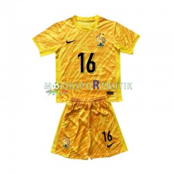 Frankrike Matchtröja Mike Maignan 16 Målvakt Hemma Euro 2024 Kortärmad ,Fotbollsställ Barn