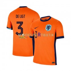 Nederländerna Matchtröja Matthijs de Ligt 3 Hemma Euro 2024 Kortärmad ,Herr