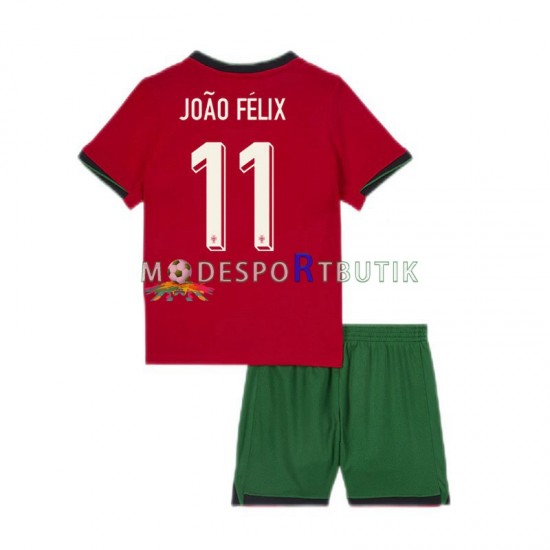 Portugal Matchtröja Joao Felix 11 Hemma Euro 2024 Kortärmad ,Fotbollsställ Barn