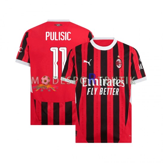 AC Milan Matchtröja UCL Font PULISIC 11 Hemma 2024-2025 Kortärmad ,Herr