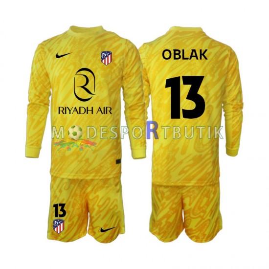 Atlético Madrid Matchtröja Jan Oblak 13 Målvakt Tredje 2024-2025 Långärmad ,Fotbollsställ Barn