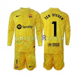 FC Barcelona Matchtröja Ter Stegen 1 Målvakt Borta 2024-2025 Långärmad ,Fotbollsställ Barn