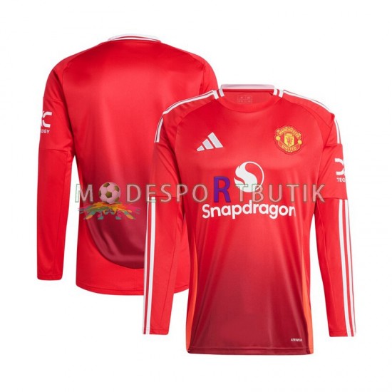 Manchester United Matchtröja Röd Hemma 2024-2025 Långärmad ,Herr
