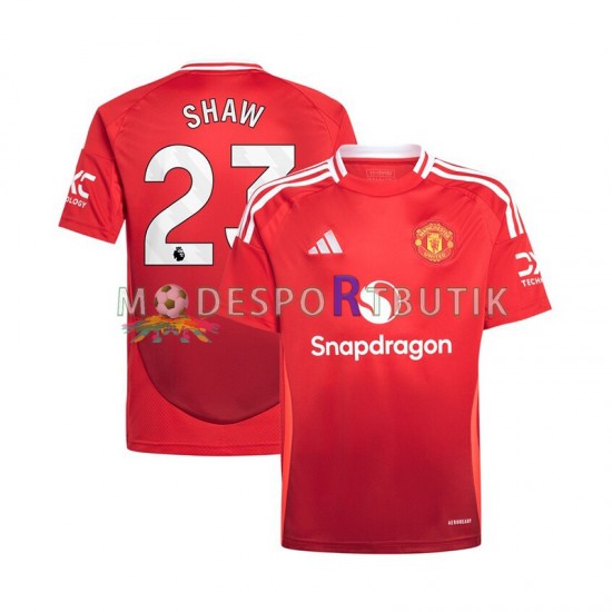 Manchester United Matchtröja Luke Shaw 23 Röd Hemma 2024-2025 Kortärmad ,Herr