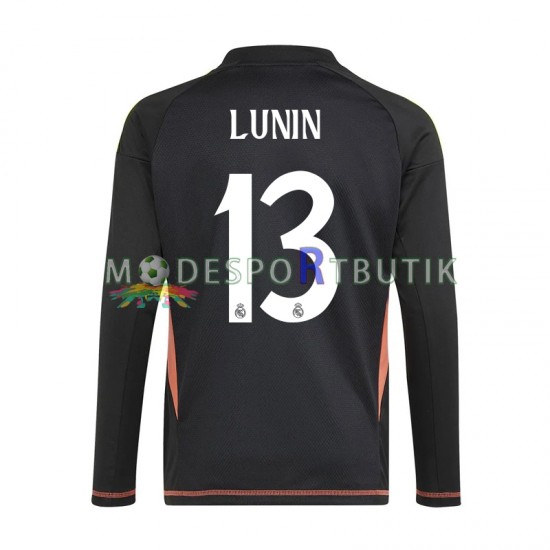Real Madrid Matchtröja Andriy Lunin 13 Blå Målvakt Borta 2024-2025 Långärmad ,Herr