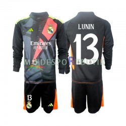 Real Madrid Matchtröja Andriy Lunin 13 Svart Målvakt Borta 2024-2025 Långärmad ,Fotbollsställ Barn Real Madrid Matchtröja Andriy Lunin 13 Svart Målvakt Borta 2024-2025 Långärmad ,Fotbollsställ Barn