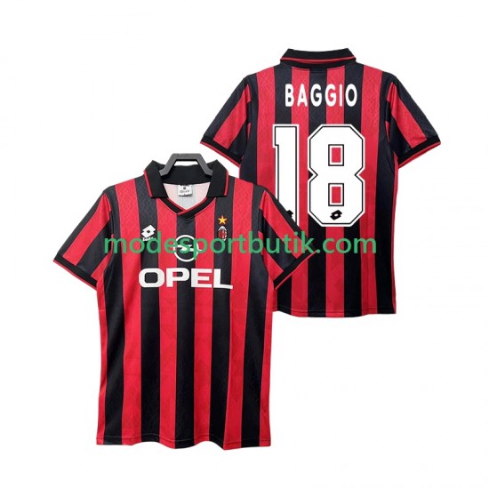 AC Milan Matchtröja BAGGIO 18 1995 1996 Retro Hemma Kortärmad ,Herr