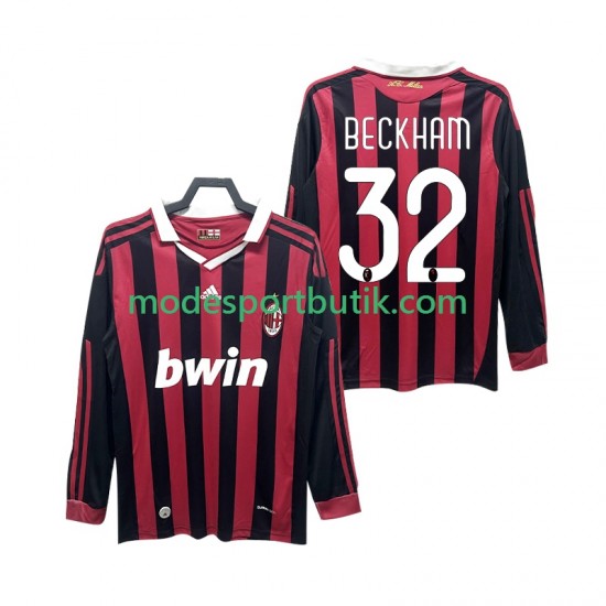 AC Milan Matchtröja BECKHAM 32 2009 Retro Hemma 2010 Långärmad ,Herr