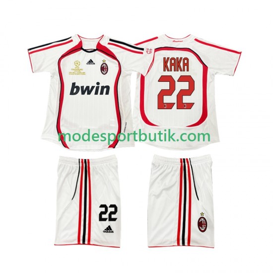 AC Milan Matchtröja KAKA 22 2007 Retro Borta 2006 Kortärmad ,Fotbollsställ Barn