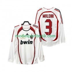 AC Milan Matchtröja MALDINI 3 2007 Retro Borta 2006 Långärmad ,Herr