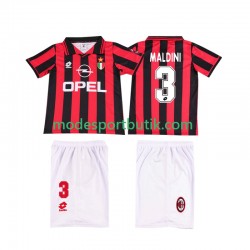 AC Milan Matchtröja MALDINI 3 1996 1997 Retro Hemma Kortärmad ,Fotbollsställ Barn