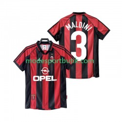AC Milan Matchtröja MALDINI 3 Retro Hemma 1998 1999 Kortärmad ,Herr