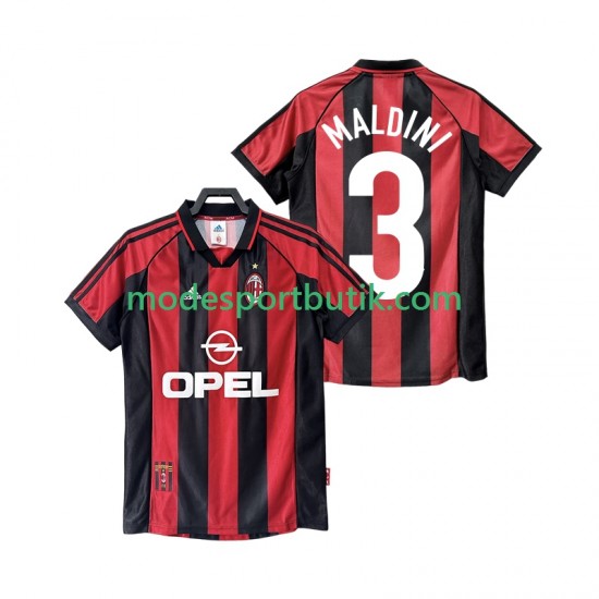 AC Milan Matchtröja MALDINI 3 Retro Hemma 1998 1999 Kortärmad ,Herr