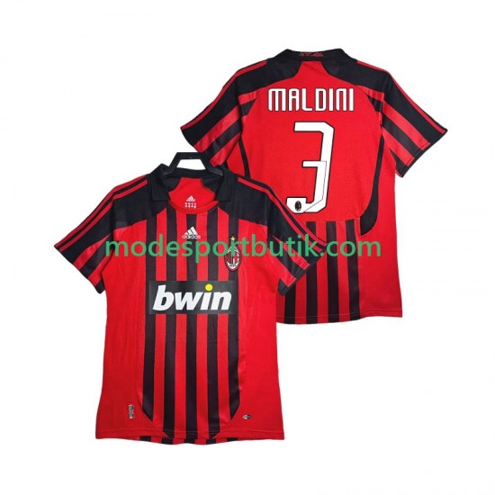 AC Milan Matchtröja MALDINI 3 2007 Retro Hemma 2008 Kortärmad ,Herr