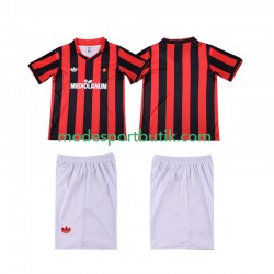 AC Milan Matchtröja 1990 1991 Retro Hemma Kortärmad ,Fotbollsställ Barn