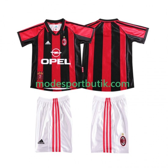 AC Milan Matchtröja Retro Hemma 1998 1999 Kortärmad ,Fotbollsställ Barn