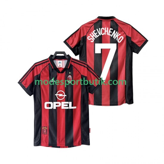 AC Milan Matchtröja SHEVCHENKO 7 Retro Hemma 1998 1999 Kortärmad ,Herr