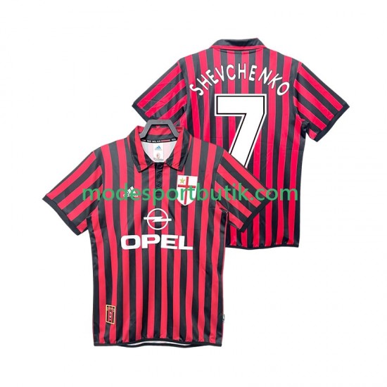 AC Milan Matchtröja SHEVCHENKO 7 2000 Retro Hemma 1999 Kortärmad ,Herr