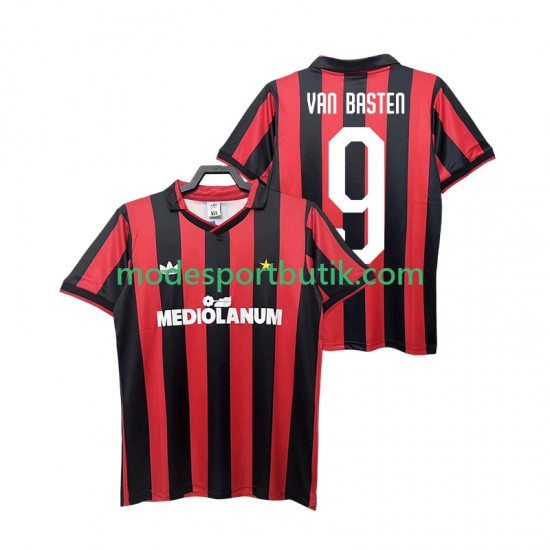 AC Milan Matchtröja VAN BASTEN 9 1990 1991 Retro Hemma Kortärmad ,Herr