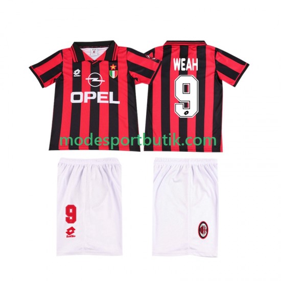 AC Milan Matchtröja WEAH 9 1996 1997 Retro Hemma Kortärmad ,Fotbollsställ Barn