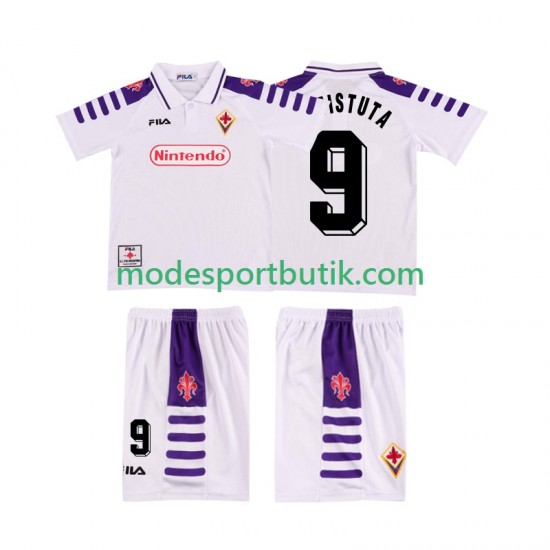 Fiorentina Matchtröja BASTUTA 9 Retro Borta 1998 1999 Kortärmad ,Fotbollsställ Barn
