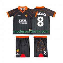 AS Roma Matchtröja NAKATA 8 2000 Retro Borta 1999 Kortärmad ,Fotbollsställ Barn