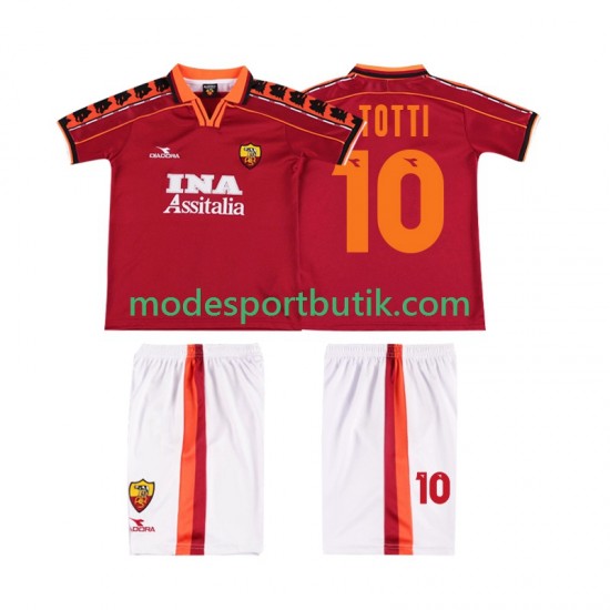 AS Roma Matchtröja TOTTI 10 Retro Hemma 1998 1999 Kortärmad ,Fotbollsställ Barn