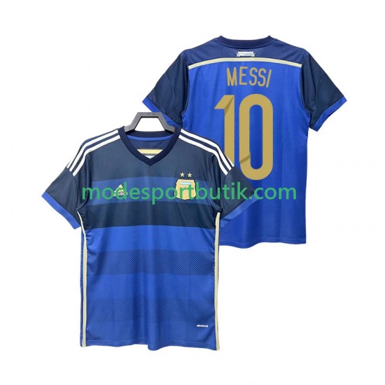 Argentina Matchtröja Lionel Messi 10 2014 Retro Borta Kortärmad ,Herr