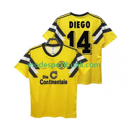 Borussia Dortmund Matchtröja DIEGO 14 DFB-POKAL 1989 Retro Hemma Kortärmad ,Herr