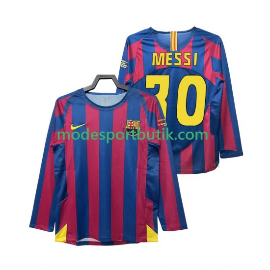 FC Barcelona Matchtröja Lionel Messi 30 Champions League 2005 Retro Hemma 2006 Långärmad ,Herr