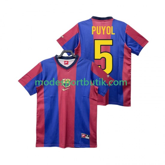 FC Barcelona Matchtröja PUYOL 5 Retro Hemma 1998 1999 Kortärmad ,Herr