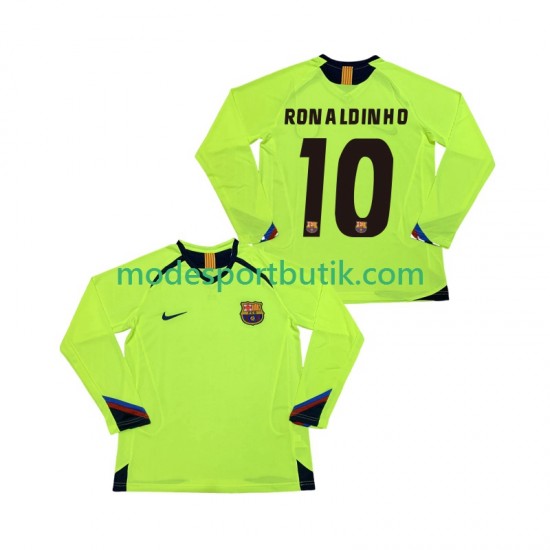 FC Barcelona Matchtröja RONALDINHO 10 2005 Retro Borta 2006 Långärmad ,Herr