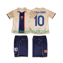FC Barcelona Matchtröja RONALDINHO 10 2001 Retro Borta 2002 Kortärmad ,Fotbollsställ Barn