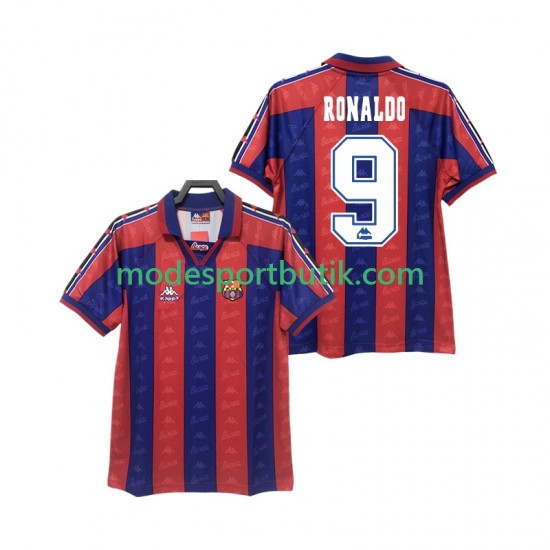 FC Barcelona Matchtröja RONALDO 9 1996 1997 Retro Hemma Kortärmad ,Herr