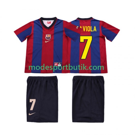 FC Barcelona Matchtröja SAVIOLA 7 Retro Hemma 1998 1999 Kortärmad ,Fotbollsställ Barn
