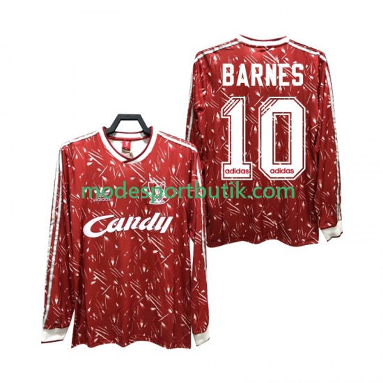 Liverpool Matchtröja BARNES 10 1989 1991 Retro Hemma Långärmad ,Herr
