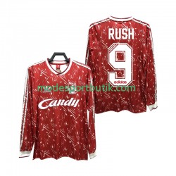 Liverpool Matchtröja Rush 9 1989 1991 Retro Hemma Långärmad ,Herr