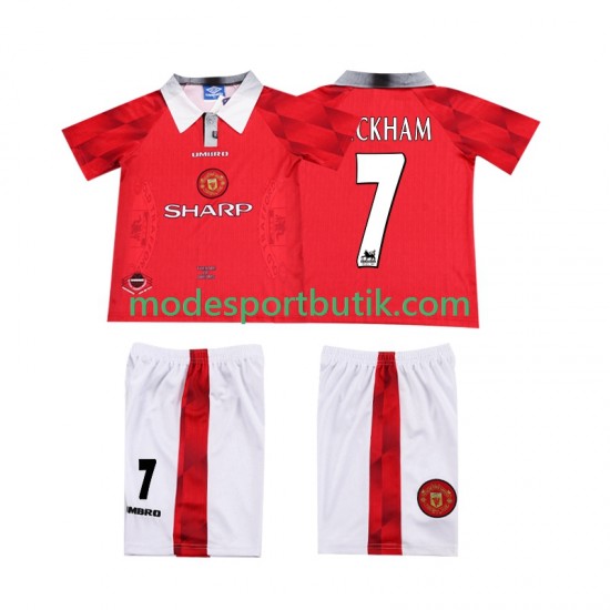 Manchester United Matchtröja BECKHAM 7 1996 1997 Retro Hemma Kortärmad ,Fotbollsställ Barn