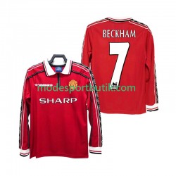 Manchester United Matchtröja BECKHAM 7 Retro Hemma 1998 1999 Långärmad ,Herr