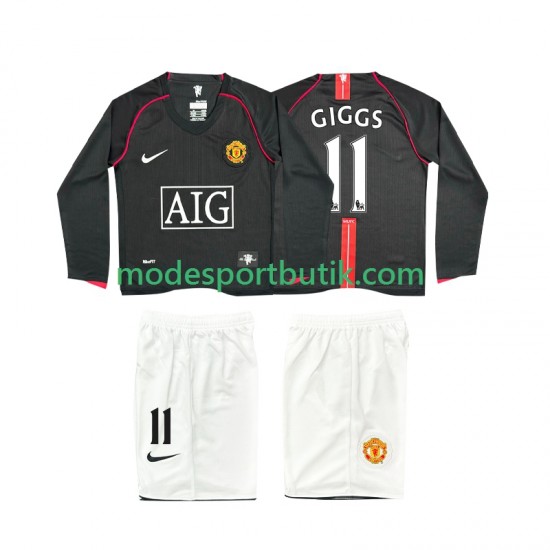 Manchester United Matchtröja GIGGS 11 2007 Retro Borta 2008 Långärmad ,Fotbollsställ Barn