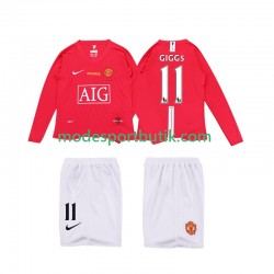 Manchester United Matchtröja GIGGS 11 Premier League 2009 Retro Hemma 2008 Långärmad ,Fotbollsställ Barn