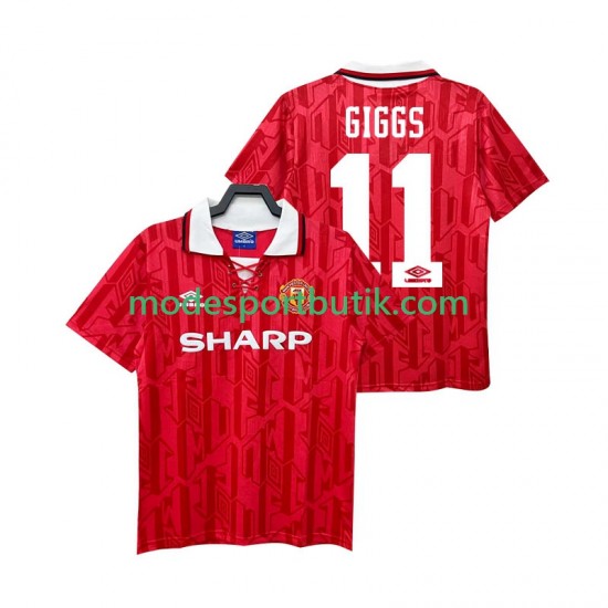 Manchester United Matchtröja GIGGS 11 1992 1994 Retro Hemma Kortärmad ,Herr