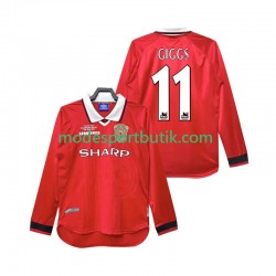 Manchester United Matchtröja Giggs 11 2000 Retro Hemma 1999 Långärmad ,Herr