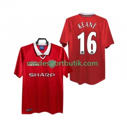 Manchester United Matchtröja Keane 16 2000 Retro Hemma 1999 Kortärmad ,Herr