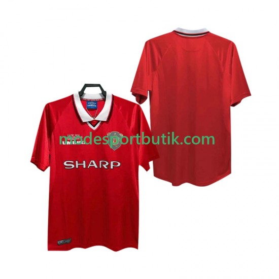 Manchester United Matchtröja 2000 Retro Hemma 1999 Kortärmad ,Herr