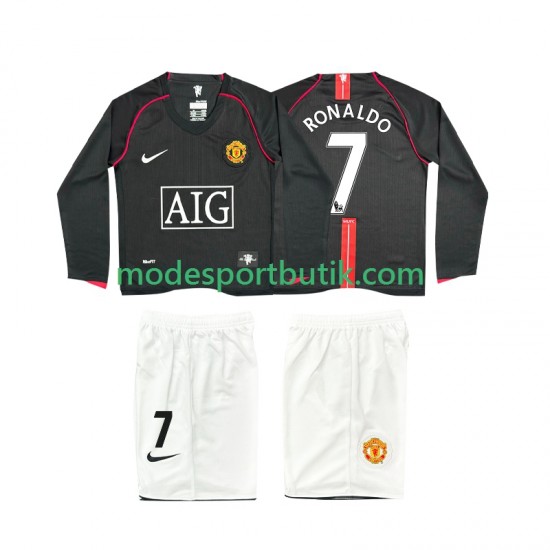 Manchester United Matchtröja Ronaldo 7 2007 Retro Borta 2008 Långärmad ,Fotbollsställ Barn